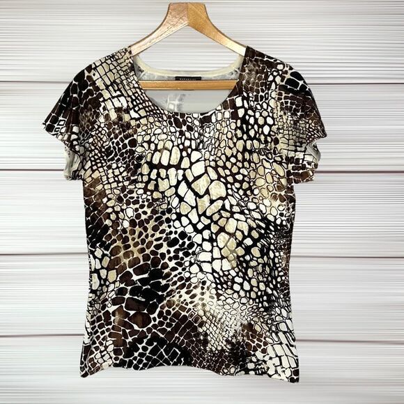 NATORI ous Silk Blend Animal Print Knit Top - Picture 1 of 9